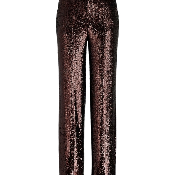Express High Waisted Wide Leg Sequin Pants Womens Size 2R Metallic Bronze - Picture 2 of 5